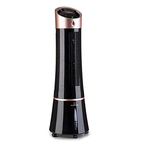 Klarstein 4-in-1: Smart Luftkühler, Ventilator, Luftbefeuchter & Ionisation I 6 L Wassertank, Oszillation, 30 W, 210 m³/h, Timer I Klimagerät ohne Abluftschlauch, Mobiles Klimagerät, Schwarz-Rosegold