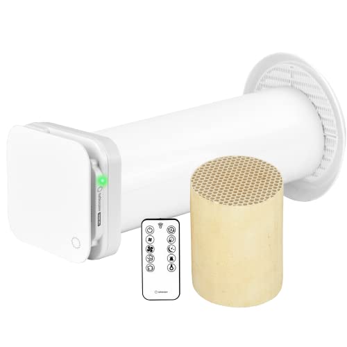 Turbionaire Trend HRV CMV Dezentrale Belüftung mit Keramik-Wärmerückgewinnung, Feuchtigkeitssensor,Fernbedienung,Timer, Schlafmodus, 8 Geschwindigkeiten,bürstenloser Motor, 100 mm