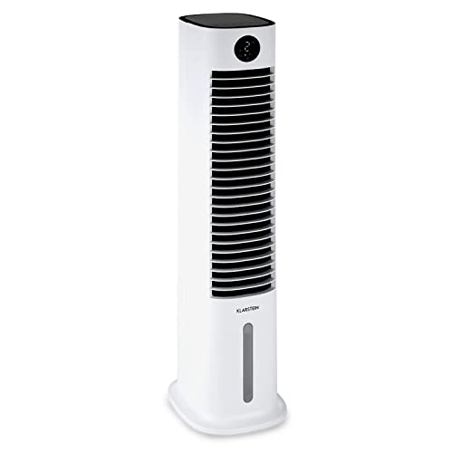 Klarstein Luftkühler mit Wasserkühlung, 5-in-1 Verdunstungskühler, Luftbefeuchter, Ventilator & Luftreiniger, Mobile Klimageräte Luftkühler mit App-Steuerung, 80W Air Cooler, 462m³/h Luftstrom