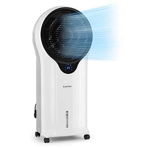 Klarstein Luftkühler mit Wasserkühlung, 3-in-1 Verdunstungskühler, Luftbefeuchter & Ventilator, Mobile Klimageräte Luftkühler mit 5,5L Tank, 90W Air Cooler mit Nachtmodus, 1600m³/h Luftstrom