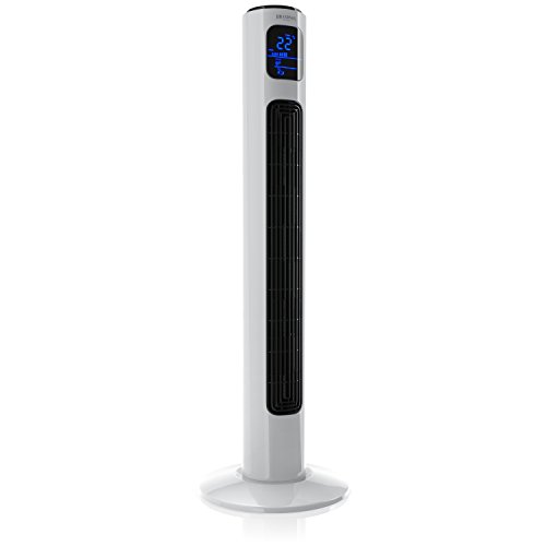 Brandson - Turmventilator mit Fernbedienung 96 cm - Testsieger 2023 - mobiler Lüfter leise - Standventilator mit Oszilation - 3 Geschwindigkeiten 4 Lüftungs-Modi Timer - Ventilator mit GS - Perlweiß