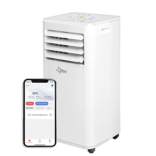 SUNTEC Mobiles Klimagerät Impuls 2.0 Eco R290 APP – Klimaanlage mobil und leise mit Smart App Steuerung – Entfeuchter für Räume bis 25 qm – Mobile Kühlung in Wohnung & Büro – 7.000 BTU – 2.050 Watt