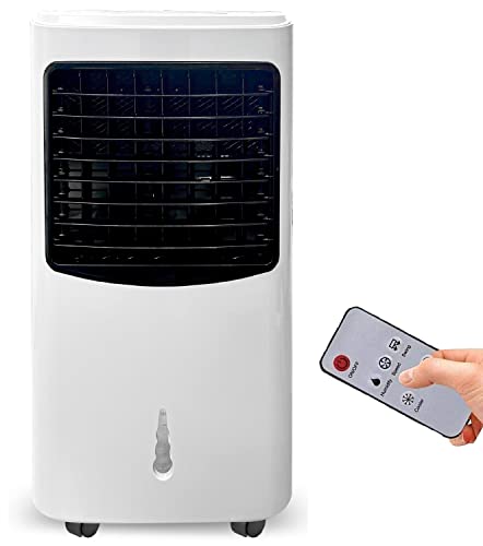 JUNG Lifetime Day mobile Klimaanlage ohne Abluftschlauch - 3in1 Funktionen, mit Fernbedienung + Timer, leiser Ventilator mit Wasserkühlung, Klimagerät Mobil, 60W weiss, Lüftkühler leise