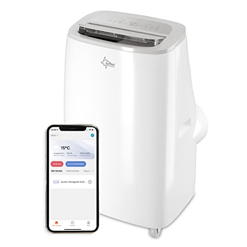 SUNTEC Mobiles Klimagerät CoolFixx 3.5 Eco R290 APP – Klimaanlage mobil und leise mit Smart App Steuerung – Entfeuchter für Räume bis 60 qm – Mobile Kühlung & Heizung für zuhause – 12.000 BTU