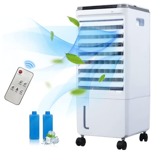 Klimaanlage Mit Fernsteuerung Ohne Abluftschlauch Mobil Klimagerät Leise Wasserkühlung 3in1 Air Cooler Luftkühler Ventilator 80W 2 Eisboxen Für Wohnung Zimmer