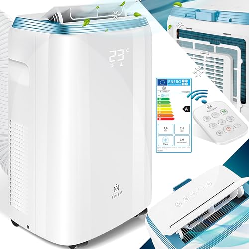 KESSER® Klimaanlage Mobil Klimagerät 4in1 kühlen, Luftentfeuchter, lüften, Ventilator - 9000 BTU/h (2.600 Watt) 2,7KW - Klima, Fernbedienung und Timer, Nachtmodul, Weiß
