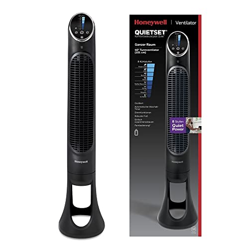 Honeywell QuietSet Tower (8 Geschwindigkeitseinstellungen, Oszillation 80°, Timer-Funktion, Fernbedienung, Dimmoptionen) HYF290
