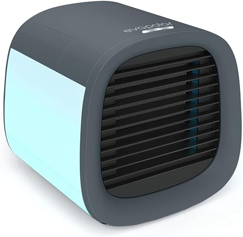 Evapolar evaCHILL Luftkühler & Luftbefeuchter - Leise & tragbar – Kühler für Heim, Büro, Camping, auf Reisen – USB-Anschluss für einfaches Verbinden & integriertes LED-Nachtlicht - grau