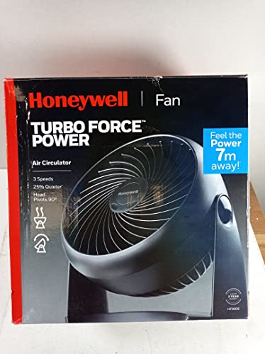 Honeywell TurboForce Turbo-Ventilator (Geräuscharme Kühlung, verstellbarer Neigungswinkel bis zu 90°, 3 Geschwindigkeitseinstellungen, Wandmontage, Tischventilator) HT900E, Schwarz