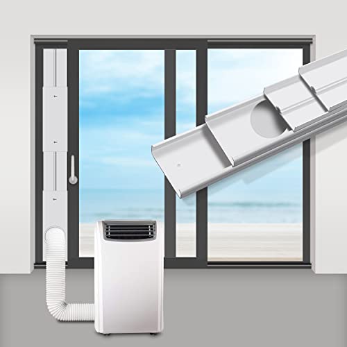 gulrear Tragbares Klimaanlagen-Schiebetür-Entlüftungs-Set, Universal-Balkon-Schiebetürdichtung für tragbare AC, maximale verstellbare Länge 220 cm, passend für 15 cm Abluftschlauch