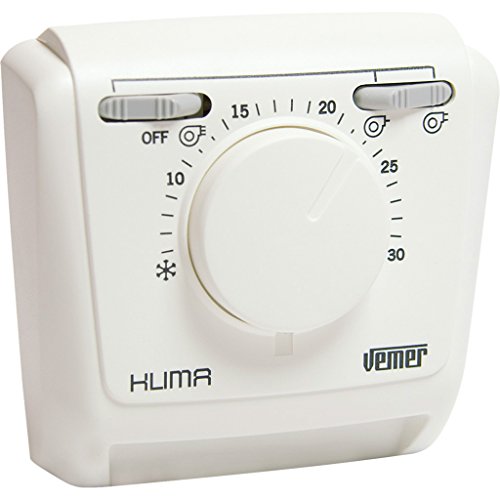 VEMER VE268900 Klima 3V Mechanischer Raumthermostat für Gebläsekonvektoren, Heizungsthermostat, Thermostat mit 3-Gang-Wahlschalter, OFF Schalter, Weiß