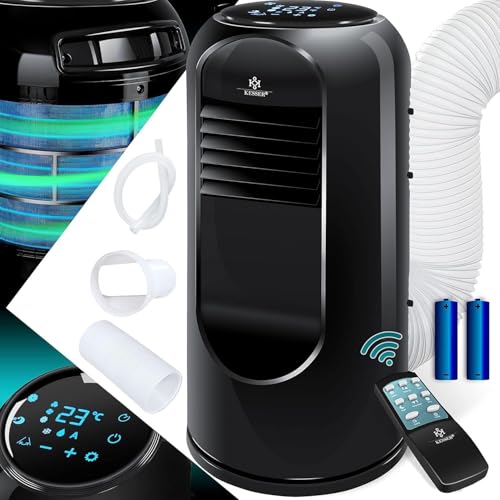 KESSER® Klimaanlage Mobil Klimagerät Sky Tower 4in1 kühlen, Luftentfeuchter, lüften, Ventilator - 9000 BTU/h (2.600 Watt) 2,7KW - Klima, Fernbedienung und Timer, Nachtmodus (EEK: D), Schwarz