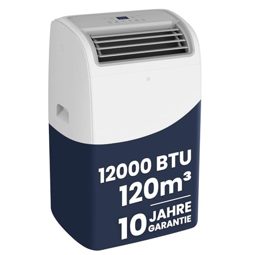 Newentor Klimaanlage Mobil 12000 BTU/3,5 kW, Mobile Klimaanlage mit Abluftschlauch, Mobiles Klimagerät für Räume bis 120m³/43㎡, Kühlen/Entfeuchten/Ventilieren mit Fernbedienung, 10-jährige Garantie