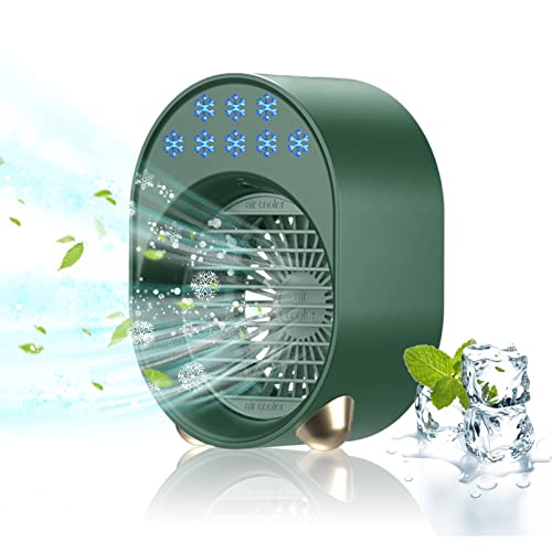 Bseical Luftkühler mit Verdunstungskühlung, Mini Ventilator USB 4 in 1, Klimaanlage Akku Portable, Mobile Klimagerät ohne Abluftschlauch Leise Conditioner Air Purifier (Grün)