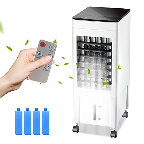 Jadeshay luftkühler, Klimaanlage 8L Tragbare Luftkühler Verdunstungsluftkühler Kühlgebläse mit 3 Gebläsestufen, Digitalanzeige und Fernbedienung