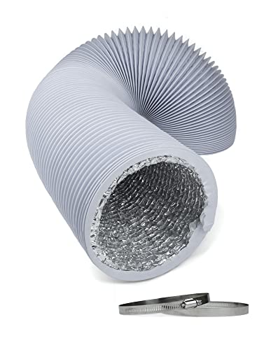 Profi Abluftschlauch mit Alu Isolierung - Durchmesser 125 mm / 127 mm, Länge 5 m - für Trockner, Klimaanlage, Abzugshaube, Wäschetrockner - stabil und wärmeisoliert (inkl. 2 Schlauchschellen)