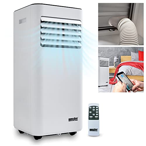 HECHT 4IN1 Klimaanlag mobil – Kühlen, Ventilator, Luftentfeuchter, Schlafmodus – 7000 BTU/h Kühlung – lokales mobile Klimagerät - mit Fernbedienung und Abluftschlauch - Klimaanlag