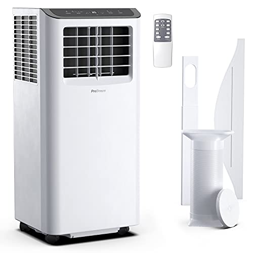 Pro Breeze 4-in-1 mobiles Klimagerät, 9000 BTU (Räume bis 35㎡), Klimaanlage mit Abluftschlauch, Luftentfeuchter, Smart Home WLAN Funktion, 24h Timer - inkl. Fensterabdichtungsset, Weiß