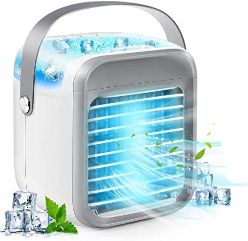 Mobile Klimaanlage, Schnurloser Luftkühler Ventilator Tragbares Klimagerät 3 in 1, 3 Geschwindigkeiten für Schreibtisch/Nachttisch