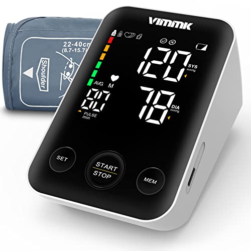 Vimmk Intelligenter Oberarm-Blutdruckmessgerät,2x120 Speicherfunktion, Manschette 22-40 cm