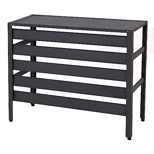 Mendler Alu Verkleidung für Klimaanlage/Wärmepumpe HWC-K59, Abdeckung Schutzgitter Pflanzenregal, Metall 74x98x38cm - grau