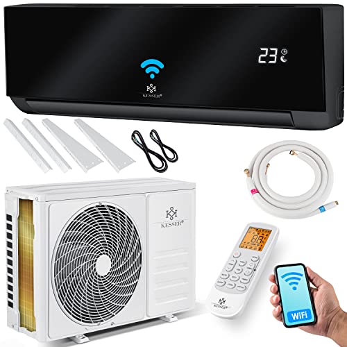 KESSER® Klimaanlage SET Split - mit WiFi/App Funktion Klimagerät - Kühlen A++/ Heizen A+ -12000 BTU/h (3.400 Watt) Kältemittel R32 - Fernbedienung, Timerfunktion - Inkl. komplettem Montagematerial