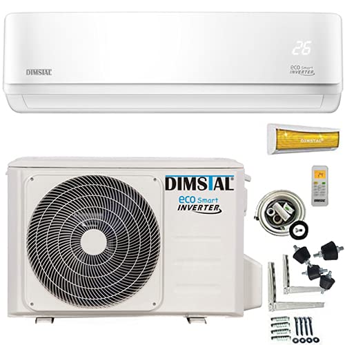 ECO Smart INVERTER WiFi/WLAN-Ready 3,5 kW 12000 BTU leise Split Klimaanlage Klimagerät Splitgerät mit Wärmepumpe mit Heizfunktion komplett Set inkl. 3m Kupferleitungen Montagematerial