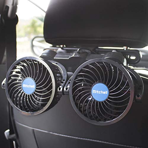 Elektroauto-Ventilatoren für den Rücksitz Passagier Tragbarer Autositz-Ventilator Kopfstütze 360 Grad drehbarer Rücksitz-Auto-Ventilator 12-V-Kühlluftventilator mit stufenloser