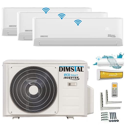 A++/A++/A++ Twin-Rotary Trio Split SelfClean WiFi Golden-Fin 3,5+3,5+3,5 kW 12000+12000+12000 BTU MultiSplit Klimaanlage Klimagerät 3 Innengeräte und Heizung