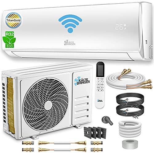 Kältebringer Split Klimaanlage Quick Connect - 12000 BTU - Inverter Klimagerät mit Heizfunktion, WiFi und App - bis 55qm - sehr leise - Komplett Set, 5m Kupferleitung, Kältemittel R32, Montagematerial