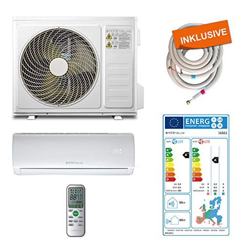 Home Deluxe - Klimaanlage Set SPLIT 12-12000 BTU/h (3.400 Watt) - Quick Connect, WIFI, Alexa und Google Home kompatibel - 5 in 1 System - inkl. Fernbedienung und Timerfunktion [Energieklasse A++]