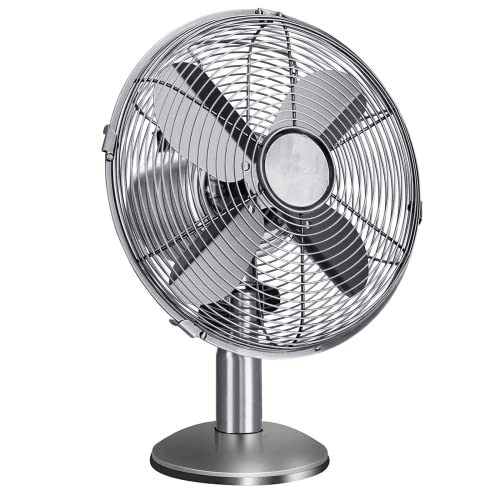 Tischventilator 34.5cm, Ventilator mit 3 Geschwindigkeitsstufen, Oszillation 75°, Robustes Voll Metallgehäuse, Sommer, Büro, Schlafzimmer