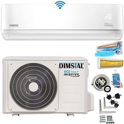 ECO Smart INVERTER 24000 BTU 7,0 kW Twin Rotary Kompressor leise Split Klimaanlage mit Wärmepumpe Klimagerät ECO Smart WiFi WLAN Komplett Set inkl. 3m Kupferleitungen mit Heizfunktion (7,0 kW)